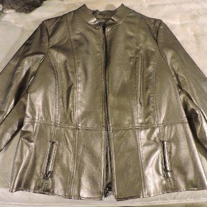 Elementz faux leather pleather coat jacket women's sz L large